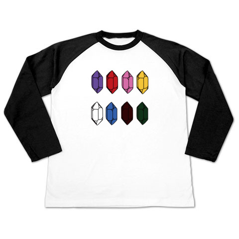 水晶 QUARTZ すいしょう 鉱物 結晶図 ラグラン長袖Tシャツ