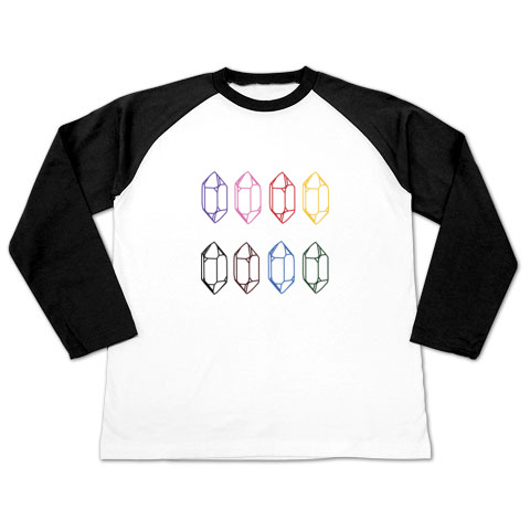 水晶 QUARTZ すいしょう 鉱物 結晶図 ラグラン長袖Tシャツ